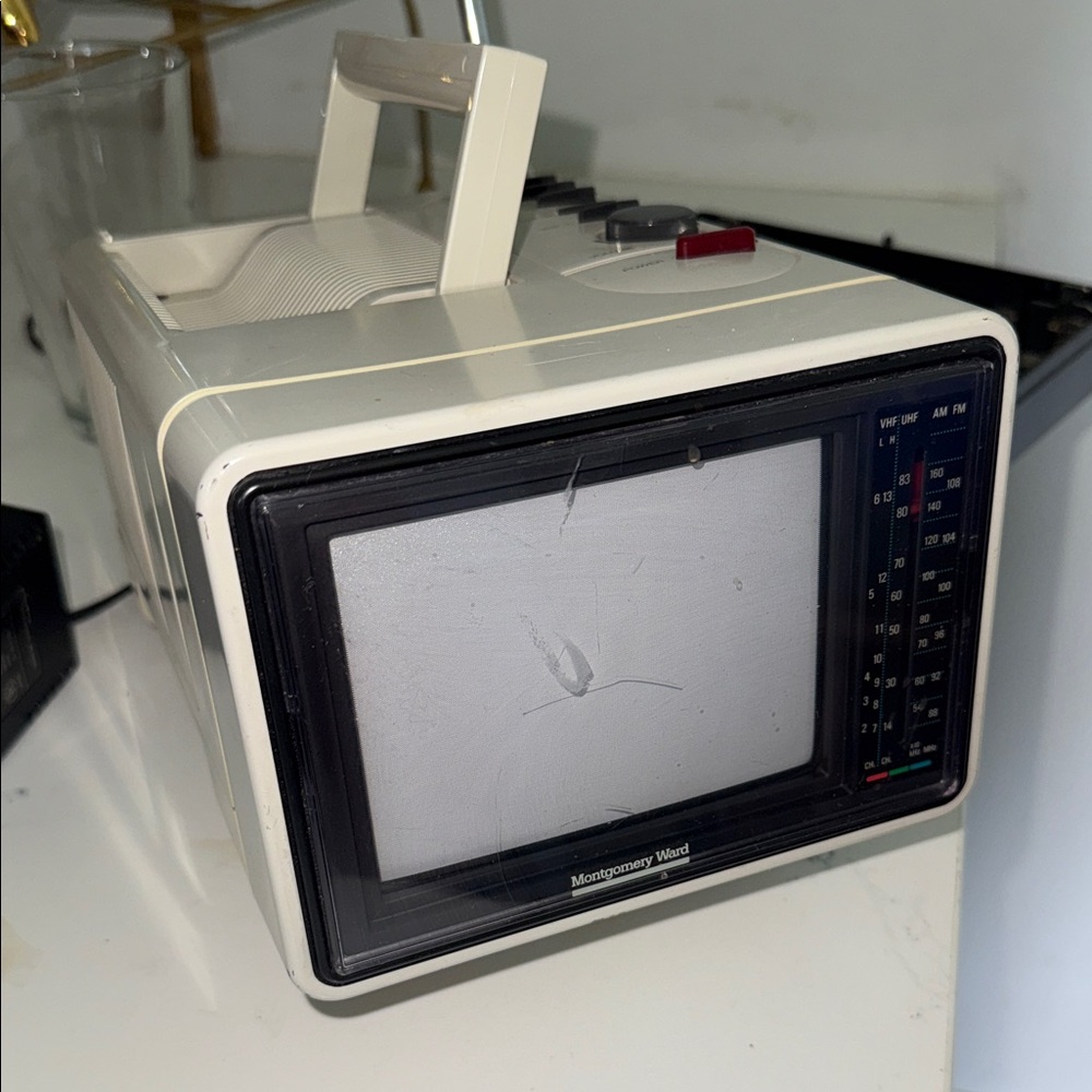 White Portable TV and AM/FM Radio